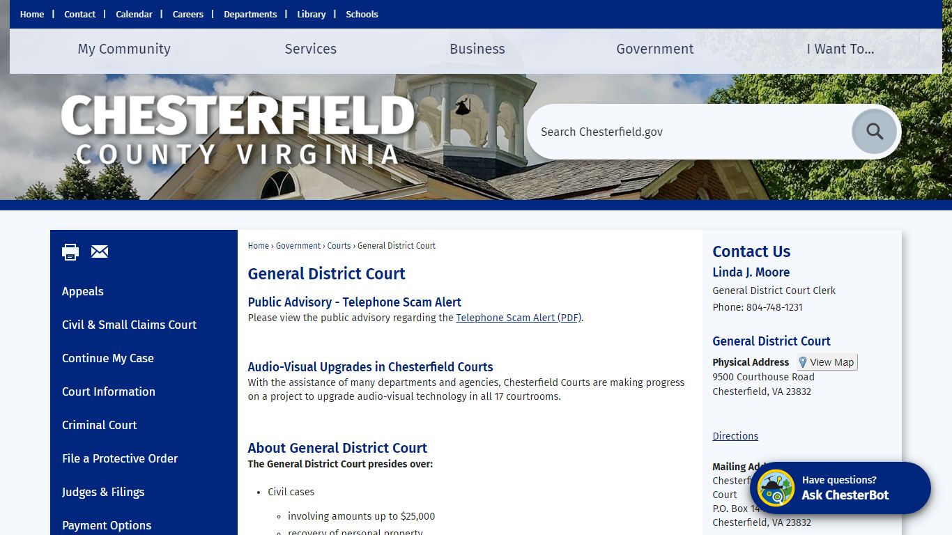 General District Court | Chesterfield County, VA