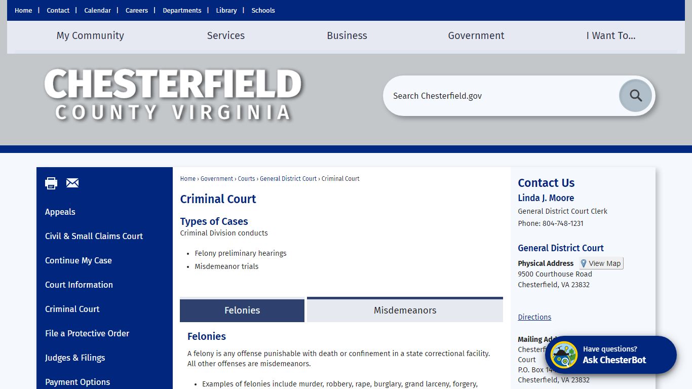 Criminal Court | Chesterfield County, VA